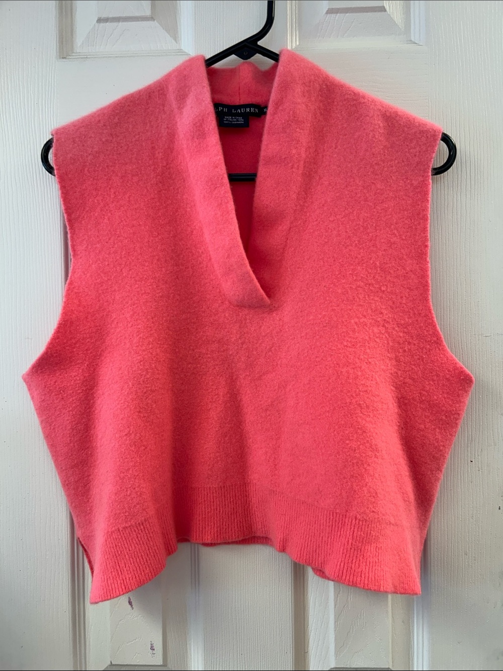 Ralph Lauren Pink Sleeveless V-Neck Wool Blend Sweater Vest